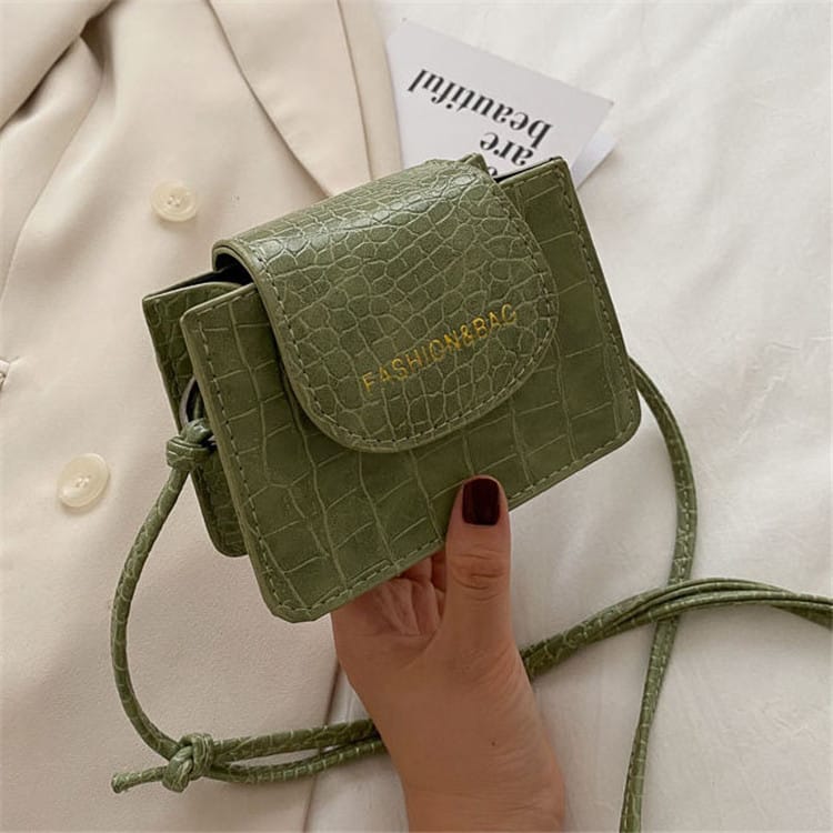 Mini sac carré imprimé crocodile pour femme 