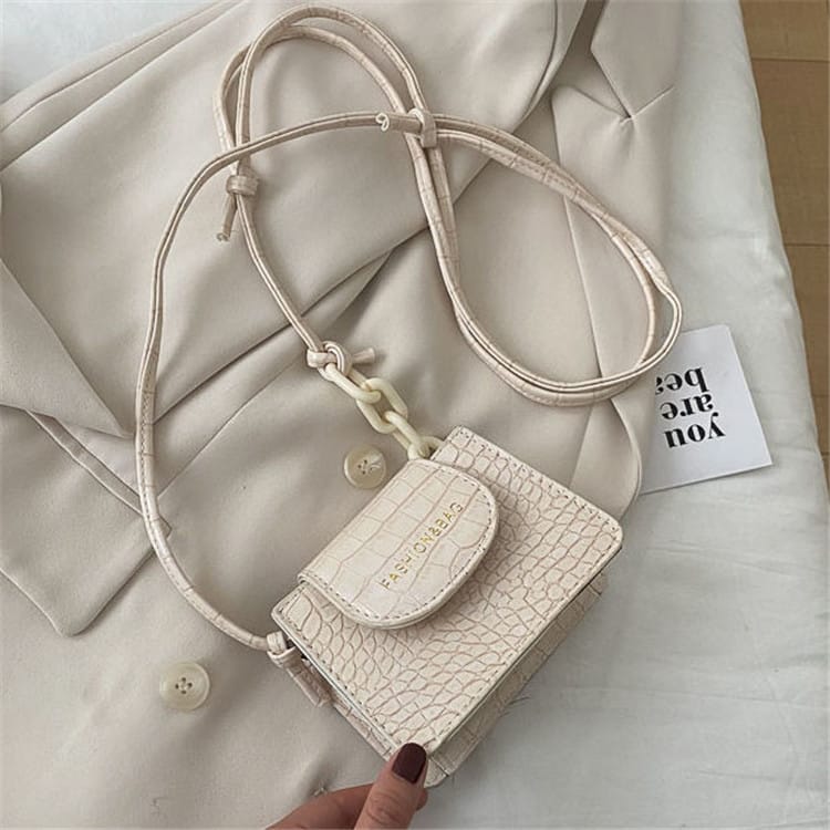 Mini sac carré imprimé crocodile pour femme 