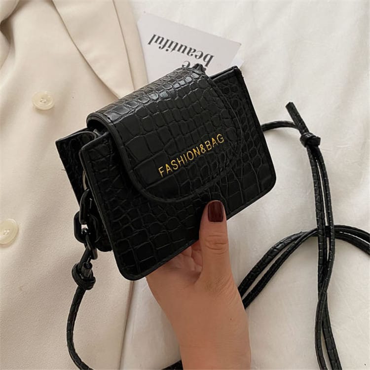Mini sac carré imprimé crocodile pour femme 