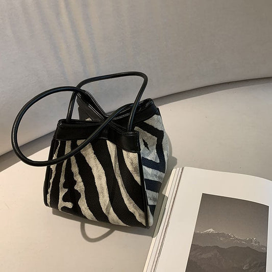 Sac à main pliable à motif zèbre pour femme 