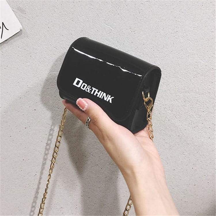 Women Fashion Letter Printed Chain Flap Crossbody Bag