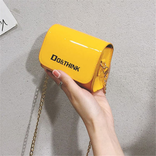 Women Fashion Letter Printed Chain Flap Crossbody Bag