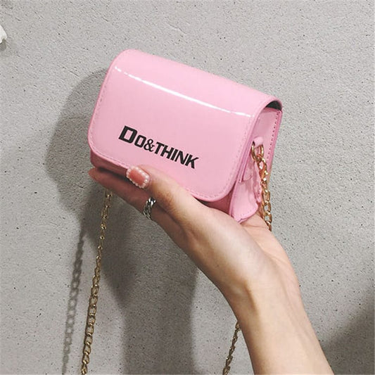 Women Fashion Letter Printed Chain Flap Crossbody Bag