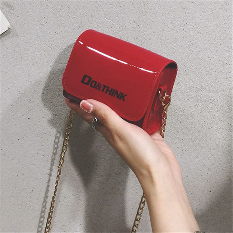 Women Fashion Letter Printed Chain Flap Crossbody Bag