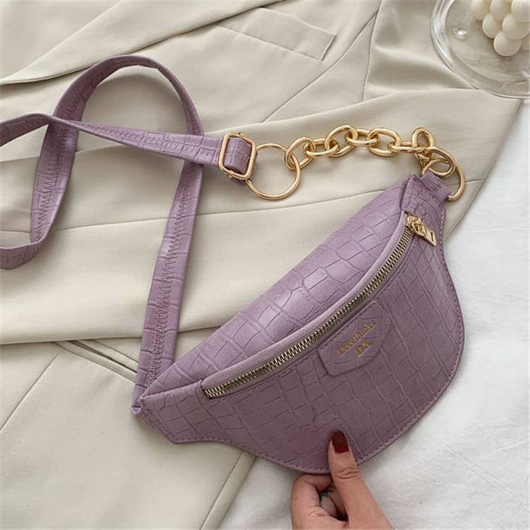 Sac bandoulière zippé imprimé crocodile pour femme 