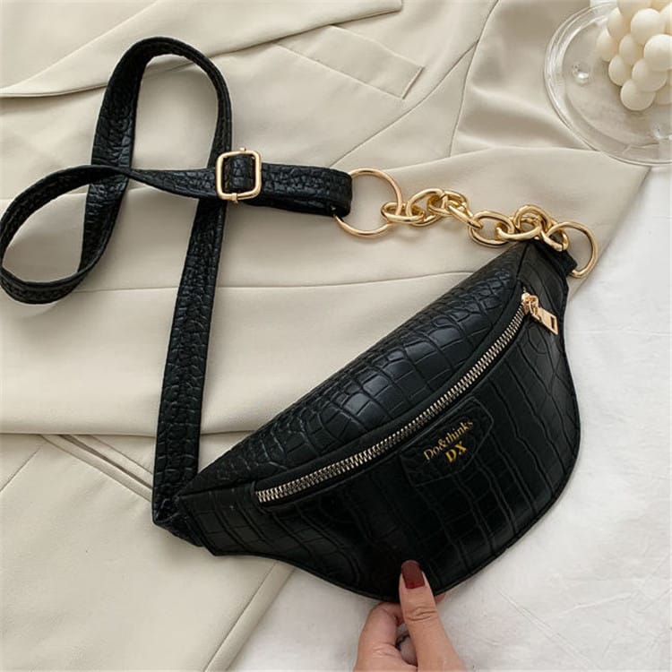 Sac bandoulière zippé imprimé crocodile pour femme 