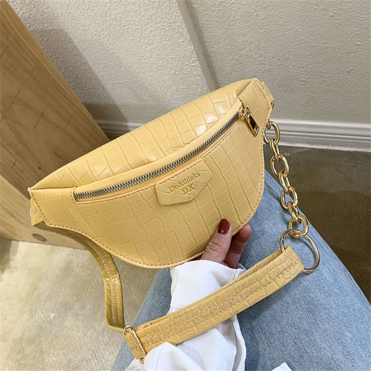 Sac bandoulière zippé imprimé crocodile pour femme 