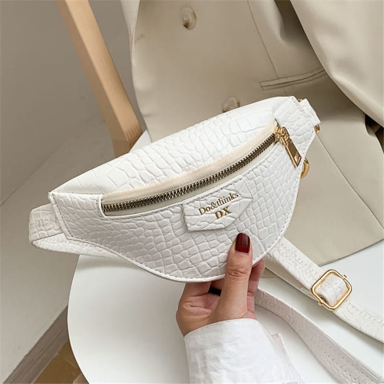 Sac bandoulière zippé imprimé crocodile pour femme 