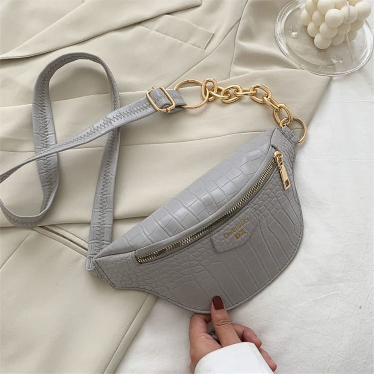 Sac bandoulière zippé imprimé crocodile pour femme 
