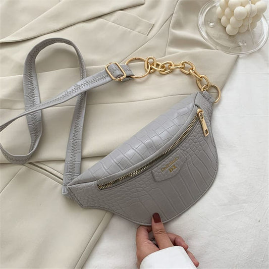 Sac bandoulière zippé imprimé crocodile pour femme 