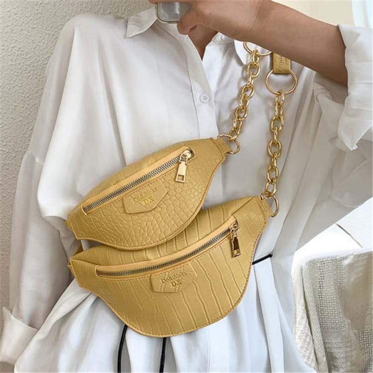Sac bandoulière zippé imprimé crocodile pour femme 