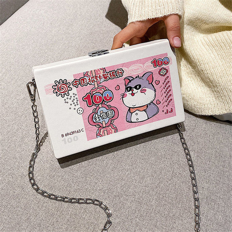 Women Cartoon Color Blocking Square Crossbody Bag