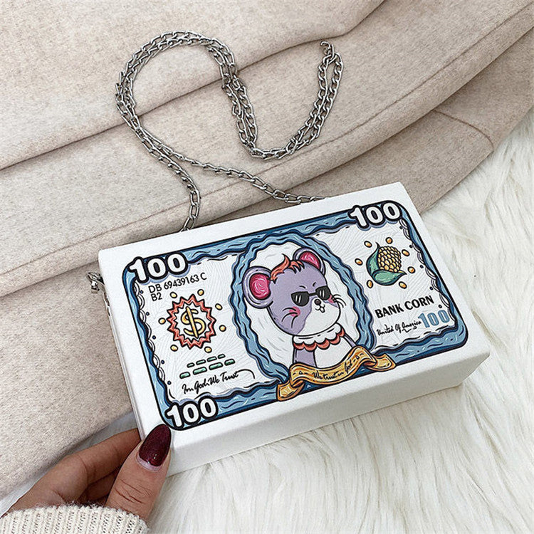 Women Cartoon Color Blocking Square Crossbody Bag