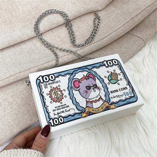 Women Cartoon Color Blocking Square Crossbody Bag