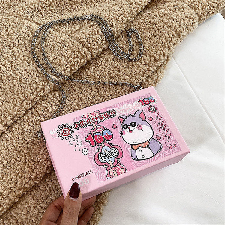 Women Cartoon Color Blocking Square Crossbody Bag