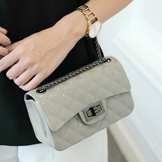 Women Fashion Jelly Color Metal Chain Crossbody Bag