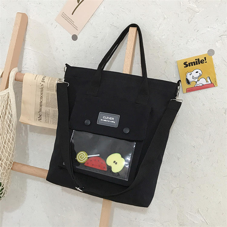 Sac à bandoulière en toile grande capacité pour femme, joli motif à blocs de couleurs 