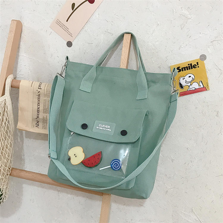 Sac à bandoulière en toile grande capacité pour femme, joli motif à blocs de couleurs 