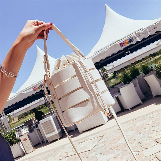 Sac seau ajouré de couleur unie pour femme 