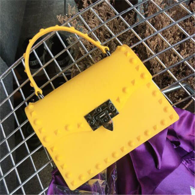 Women Fashion Metal Decorative Rivet Handle Square Bag