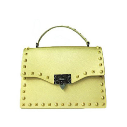 Women Fashion Metal Decorative Rivet Handle Square Bag