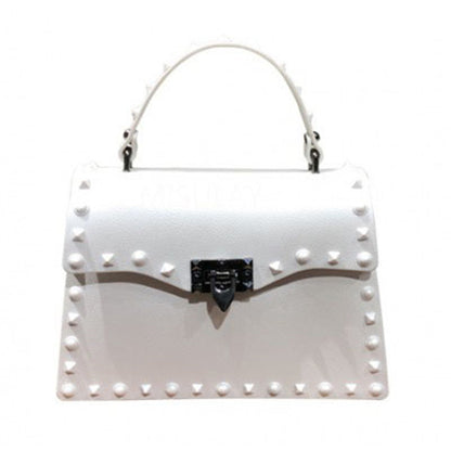 Women Fashion Metal Decorative Rivet Handle Square Bag