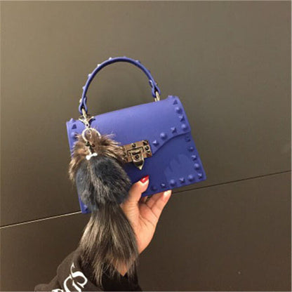 Women Fashion Metal Decorative Rivet Handle Square Bag