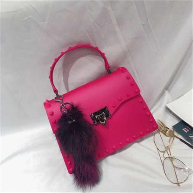 Women Fashion Metal Decorative Rivet Handle Square Bag
