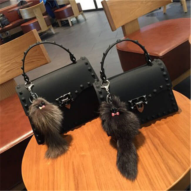 Women Fashion Metal Decorative Rivet Handle Square Bag