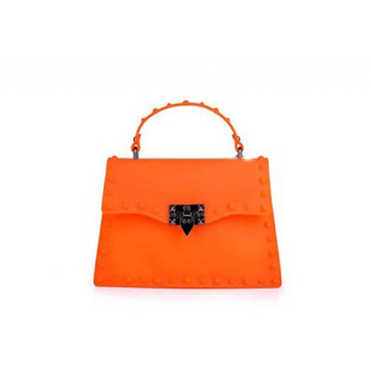 Women Fashion Metal Decorative Rivet Handle Square Bag