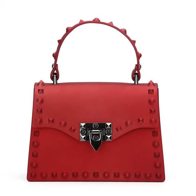 Women Fashion Metal Decorative Rivet Handle Square Bag