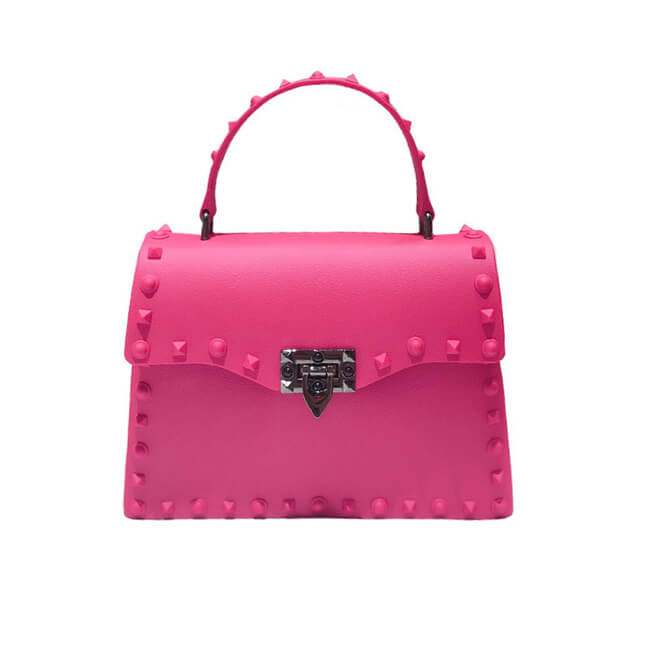 Women Fashion Metal Decorative Rivet Handle Square Bag