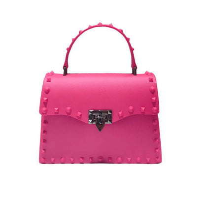 Women Fashion Metal Decorative Rivet Handle Square Bag