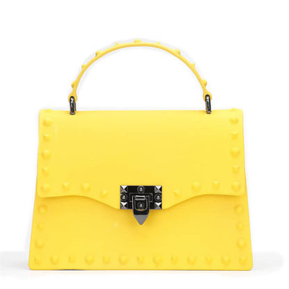 Women Fashion Metal Decorative Rivet Handle Square Bag