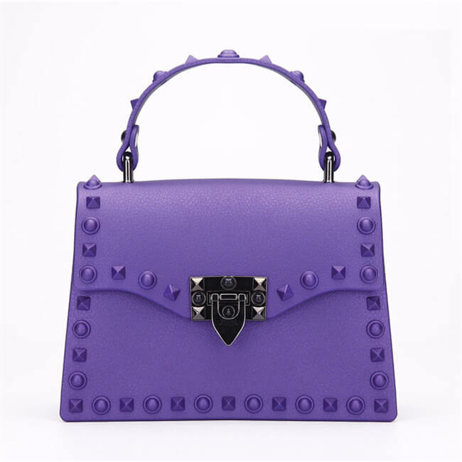 Women Fashion Metal Decorative Rivet Handle Square Bag