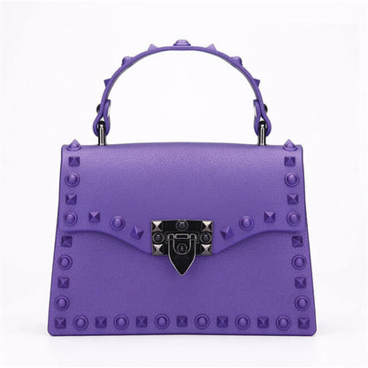 Women Fashion Metal Decorative Rivet Handle Square Bag