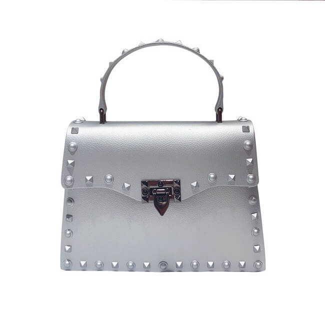 Women Fashion Metal Decorative Rivet Handle Square Bag