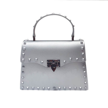 Women Fashion Metal Decorative Rivet Handle Square Bag