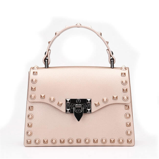 Women Fashion Metal Decorative Rivet Handle Square Bag