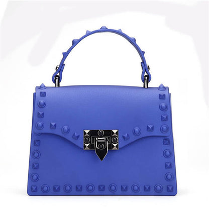 Women Fashion Metal Decorative Rivet Handle Square Bag