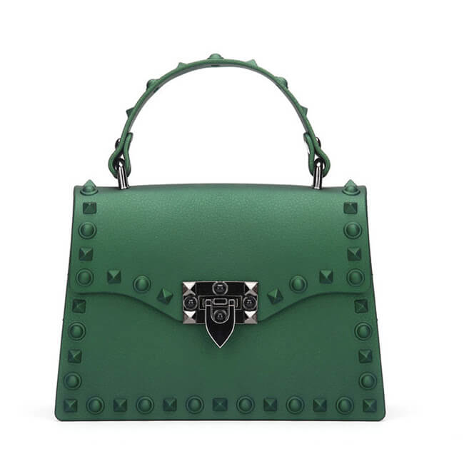 Women Fashion Metal Decorative Rivet Handle Square Bag