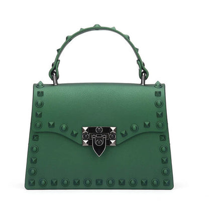 Women Fashion Metal Decorative Rivet Handle Square Bag