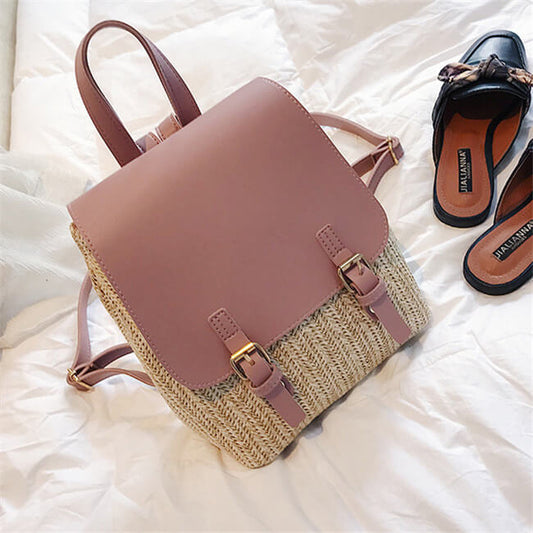 Women Fashion Color Blocking Patchwork Backpack