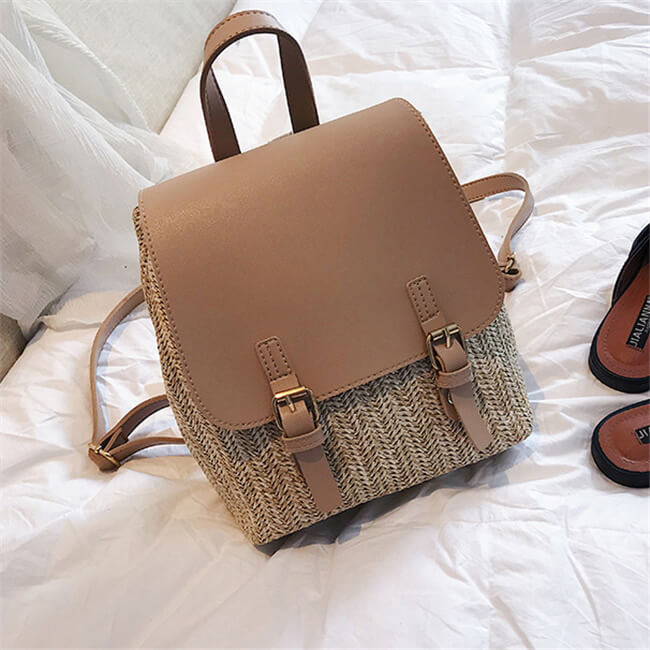 Women Fashion Color Blocking Patchwork Backpack