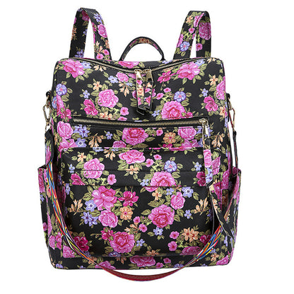 Women Fashion Leopard Printed Multi-Pocket Large Capacity Backpack
