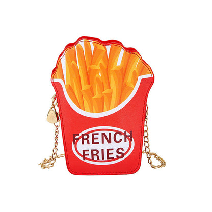 Women Creative Hamburger And French Fries Metal Chain Crossbody Bag