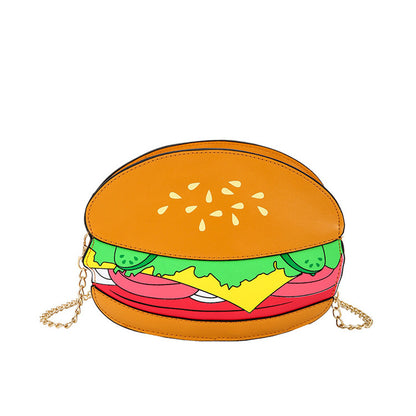 Women Creative Hamburger And French Fries Metal Chain Crossbody Bag