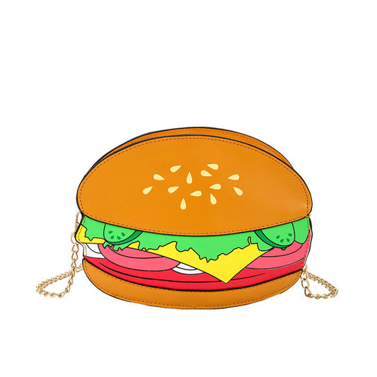 Women Creative Hamburger And French Fries Metal Chain Crossbody Bag