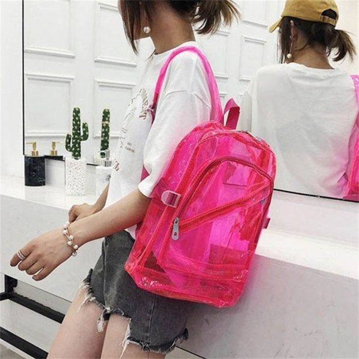 Women Fashion Solid Color Clear Backpack