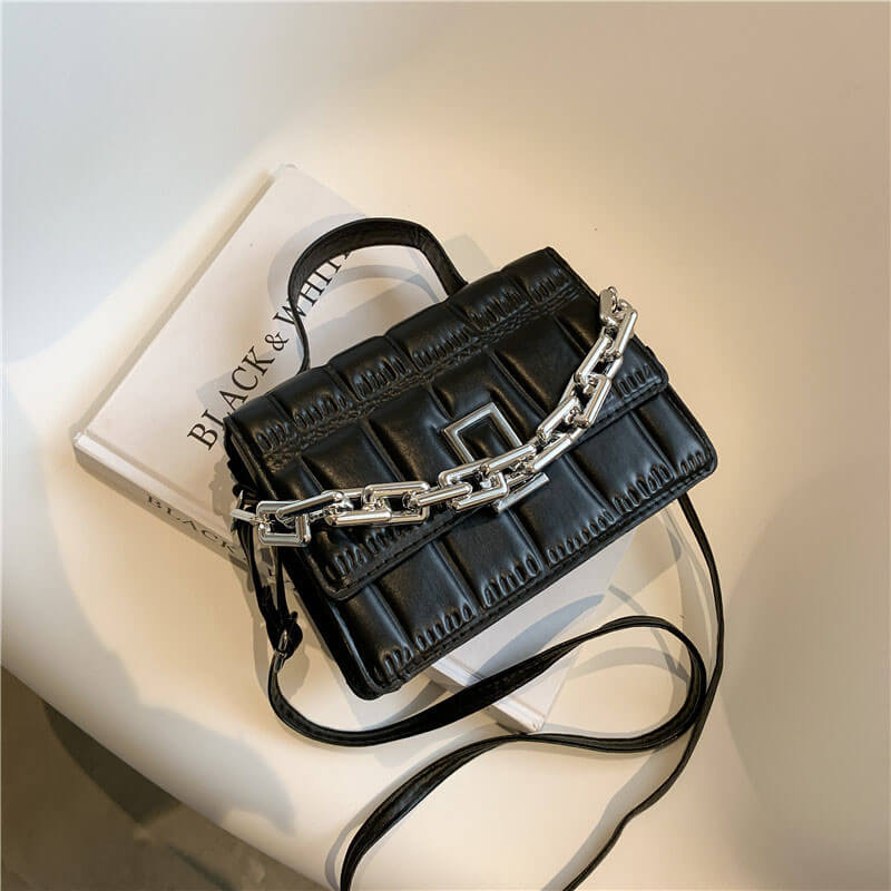 Women Fashion Metal Chain Square Crossbody Bag